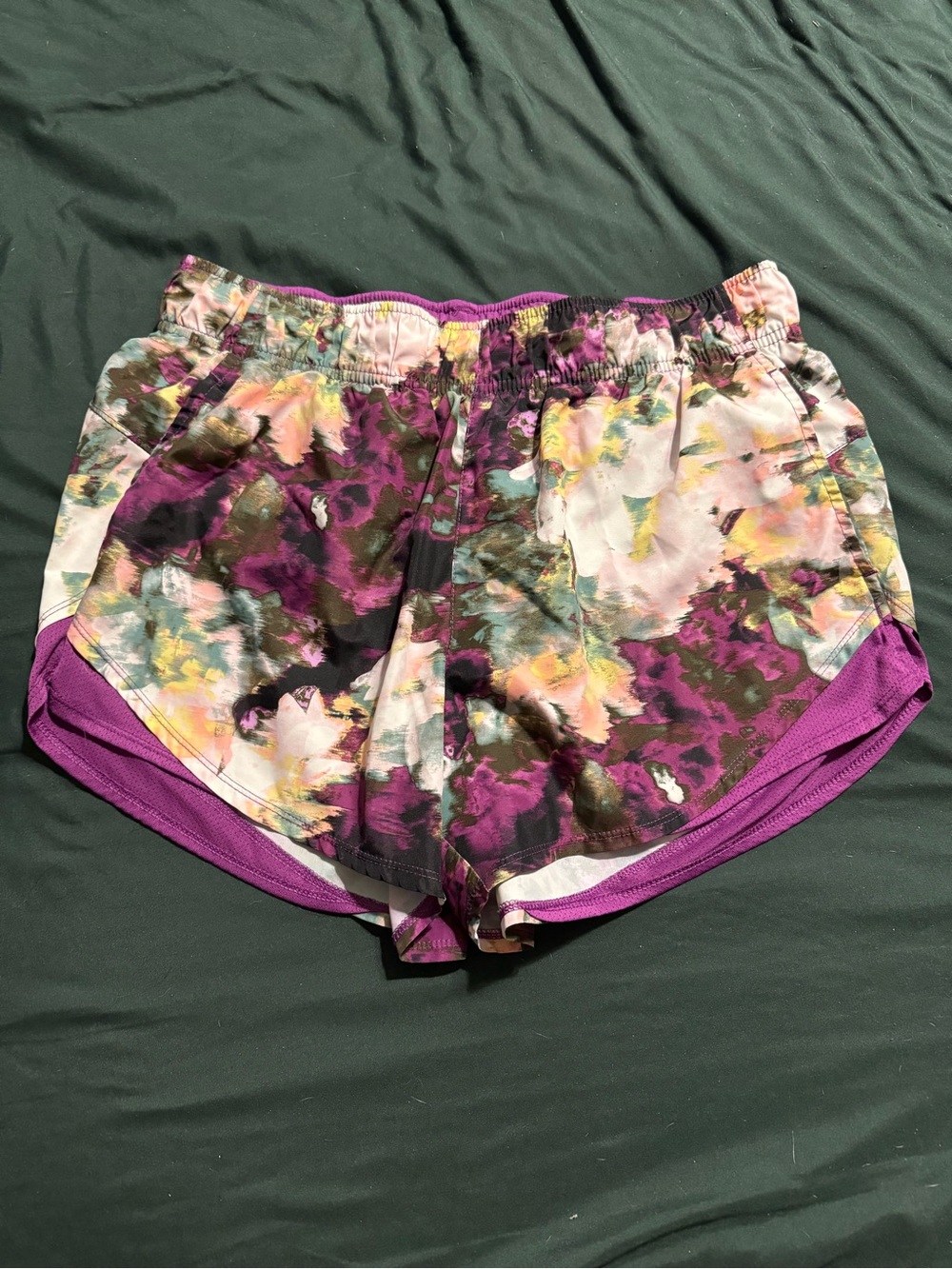 Athletic Works Purple Floral Print Women's Running Shorts